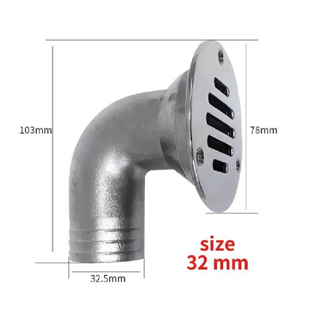 Marine Hardware 316 Stainless Steel 32MM/38MM Doats Floor Deck Cockpit Drain Scupper One-piece Curved Floor Drain