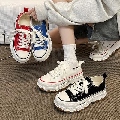 Leinenschuhe für Damen Überkreuzter Zügel Herbst Winter Erhöhungsschuhe Mode Niedrigschaft Dicksohlige Lässige Board-Schuhe