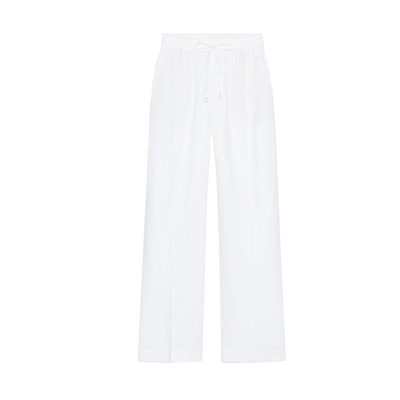 Summer New Product Women's Clothes American Minimalist White Linen Blend Straight-leg High Waist Casual Trousers 9929041