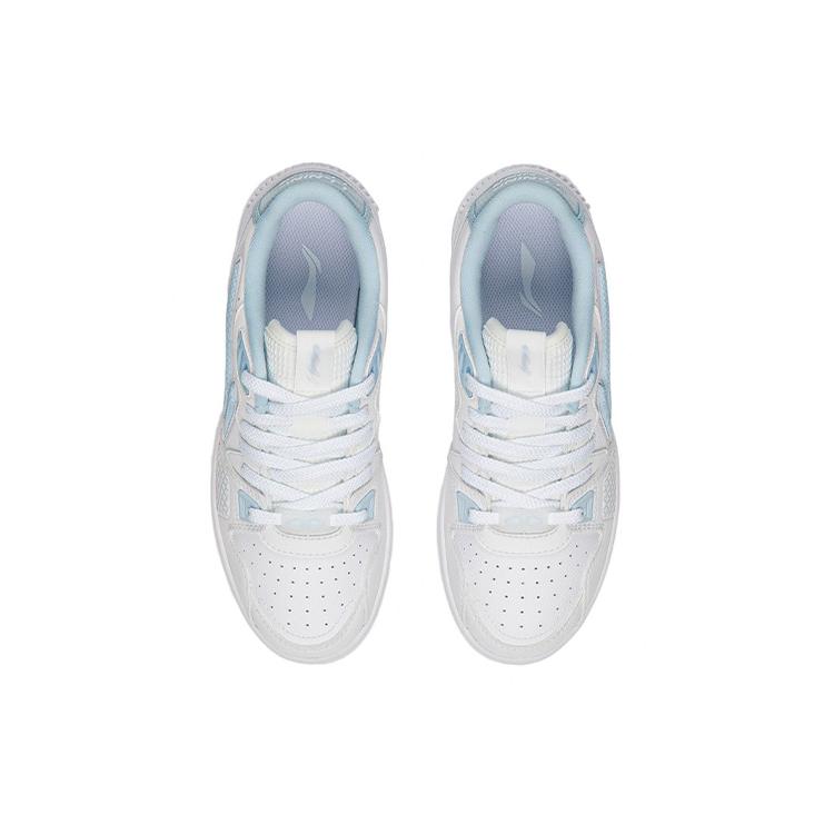 Li Ning Abrasion Resistant Breathable Abrasion Resistant Breathable Low top Skateboard Shoes Women's White Blue AGCS084-3