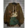 Høst og Vinter Ny Herre 3D Helkroppstrykk Japansk Svart Katt Hettegenser Unisex Casual Mote Herre Hettegenser Street Herre Topper