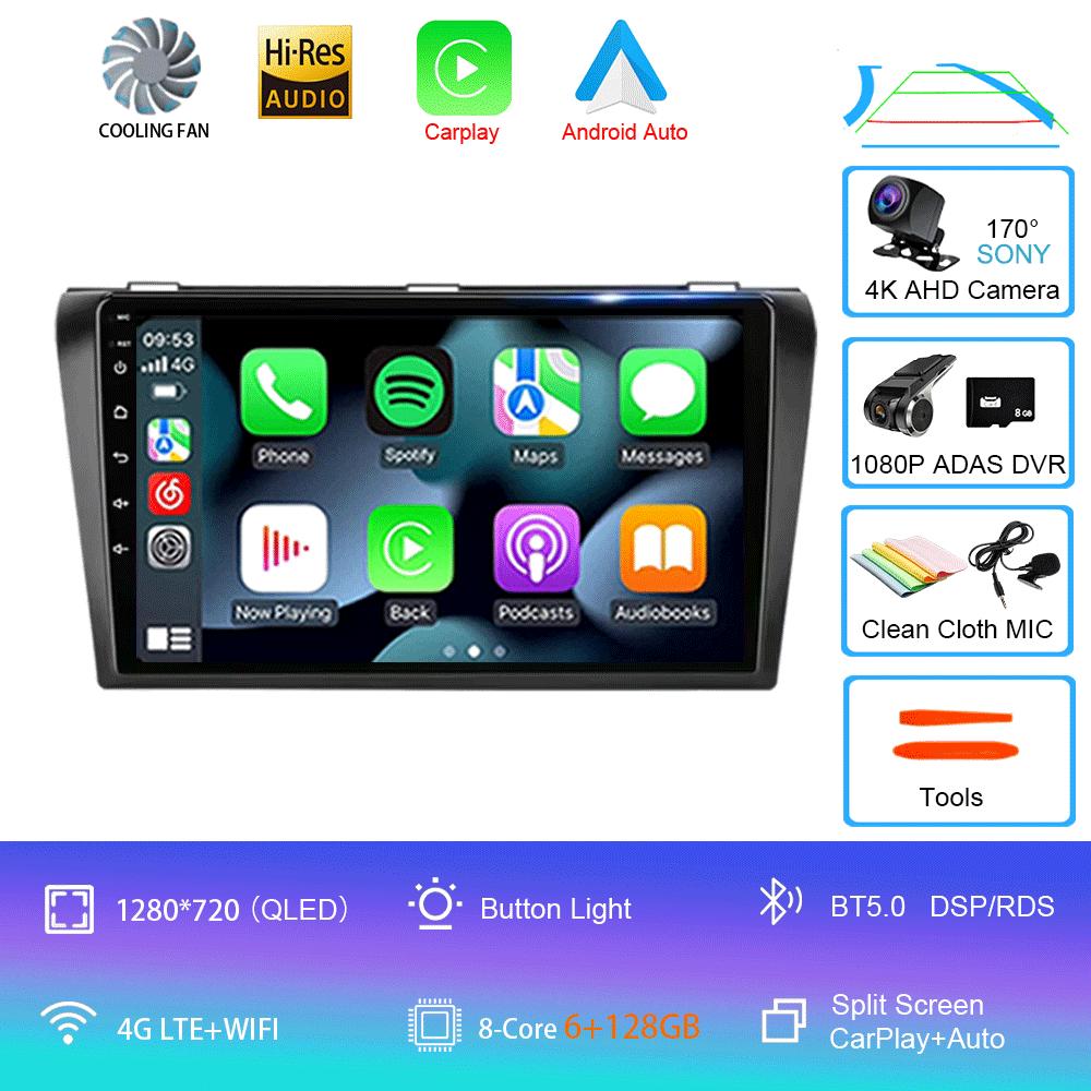 2 Din Car Radio Android 14 For Mazda 3 2004-2009 Multimedia Player Stereo Navigation with BOSE Carplay Speakers Head Unit Video