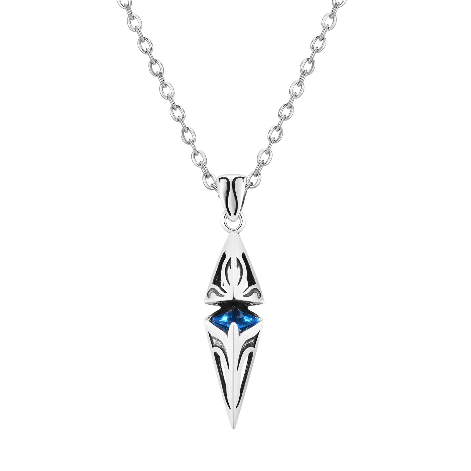 Vnox Stylish Men s Blue Stone Necklace Stainless Steel Cube Geometric Pendant Collar Birthday Gift for Him 50cm