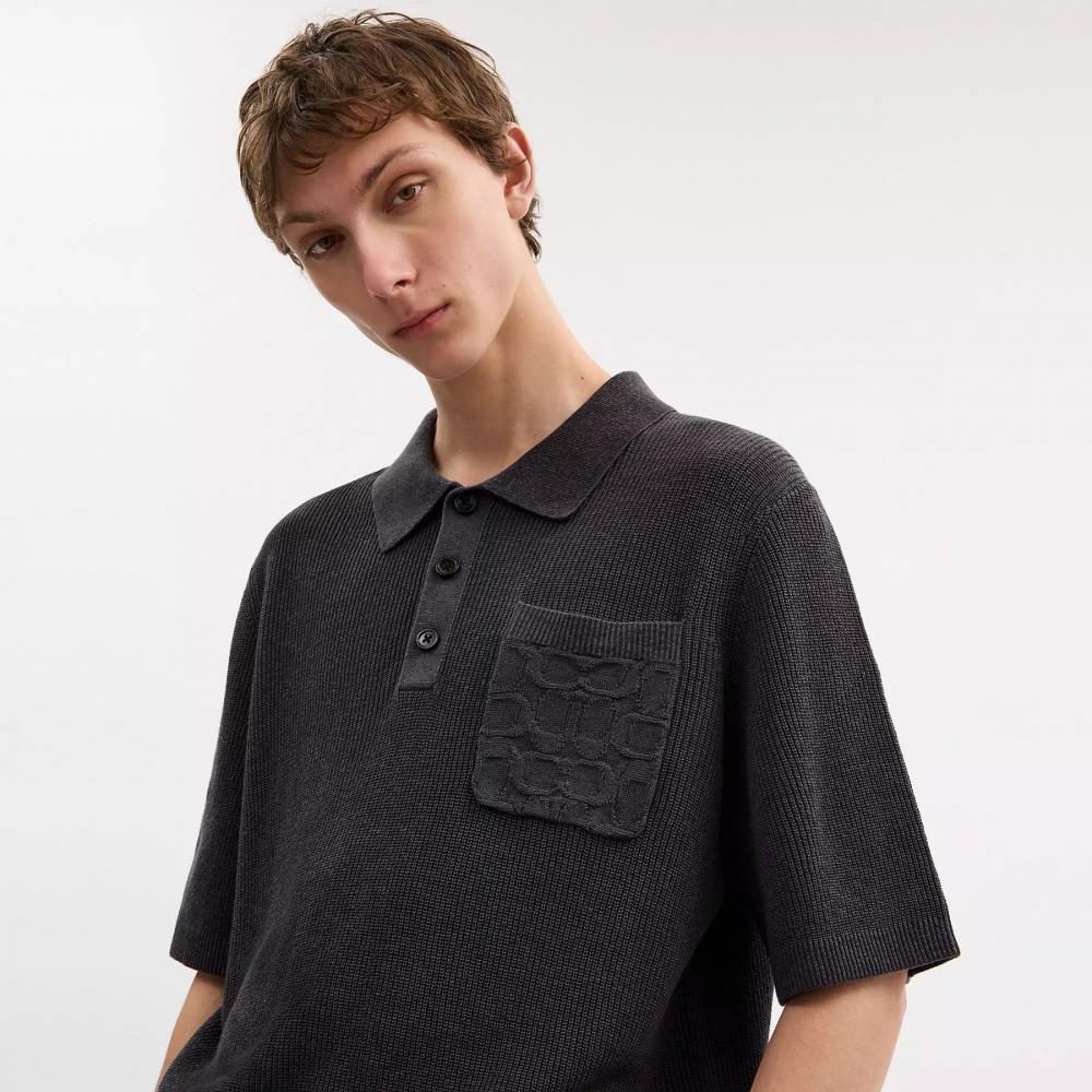 Coach Knit Polo Washed Black