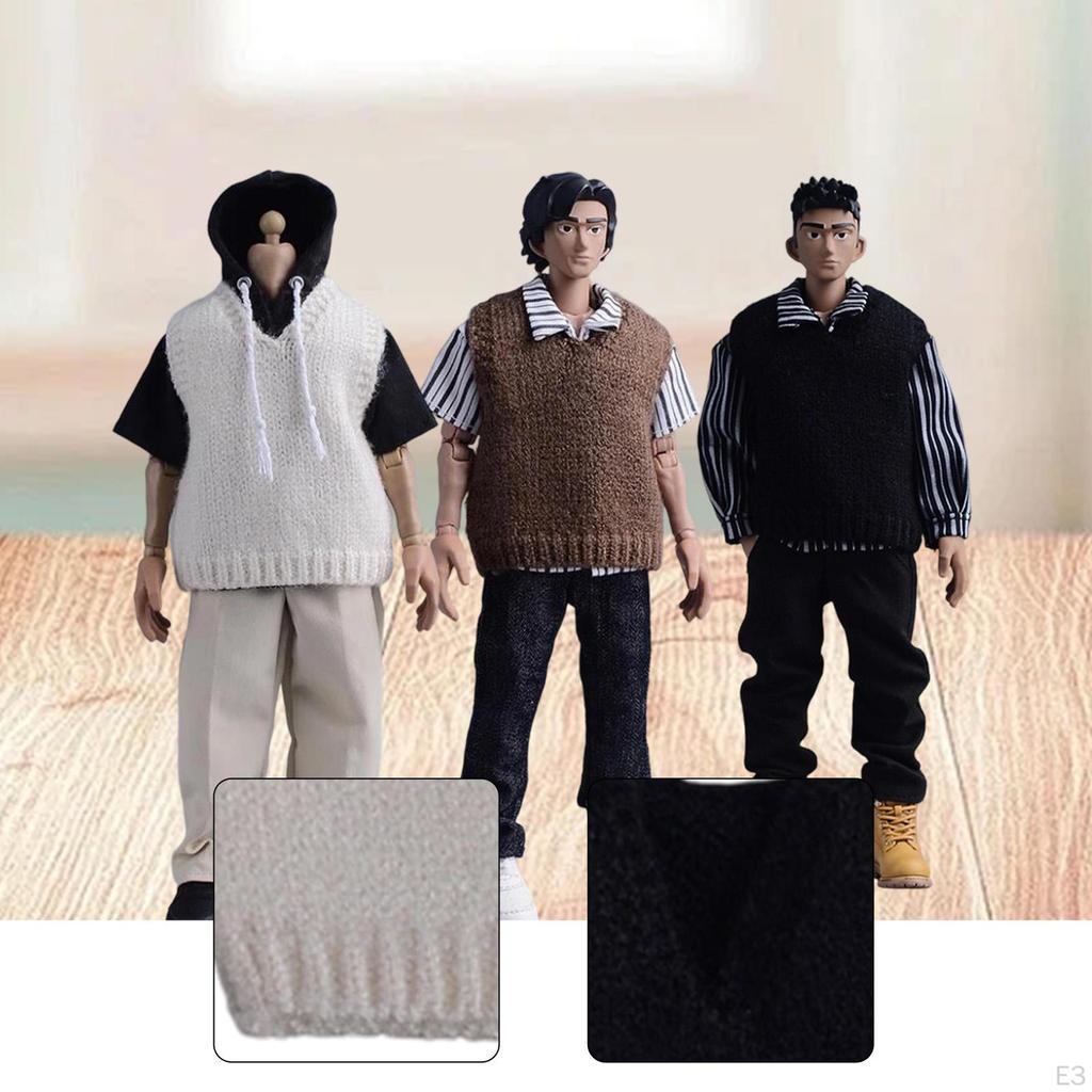 1/12 Action Figure Clothes Doll Knit Sleeveless Vest Mini Trendy Dress Up Miniature Clothing