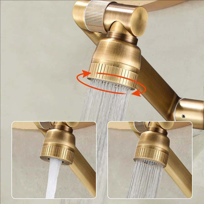 Robinet de lavabo de salle de bain en laiton antique Mélangeurs de cuisine universels Robinets Chaud Froid Ménager Modes doubles Rotatif Bidet Bras robotique