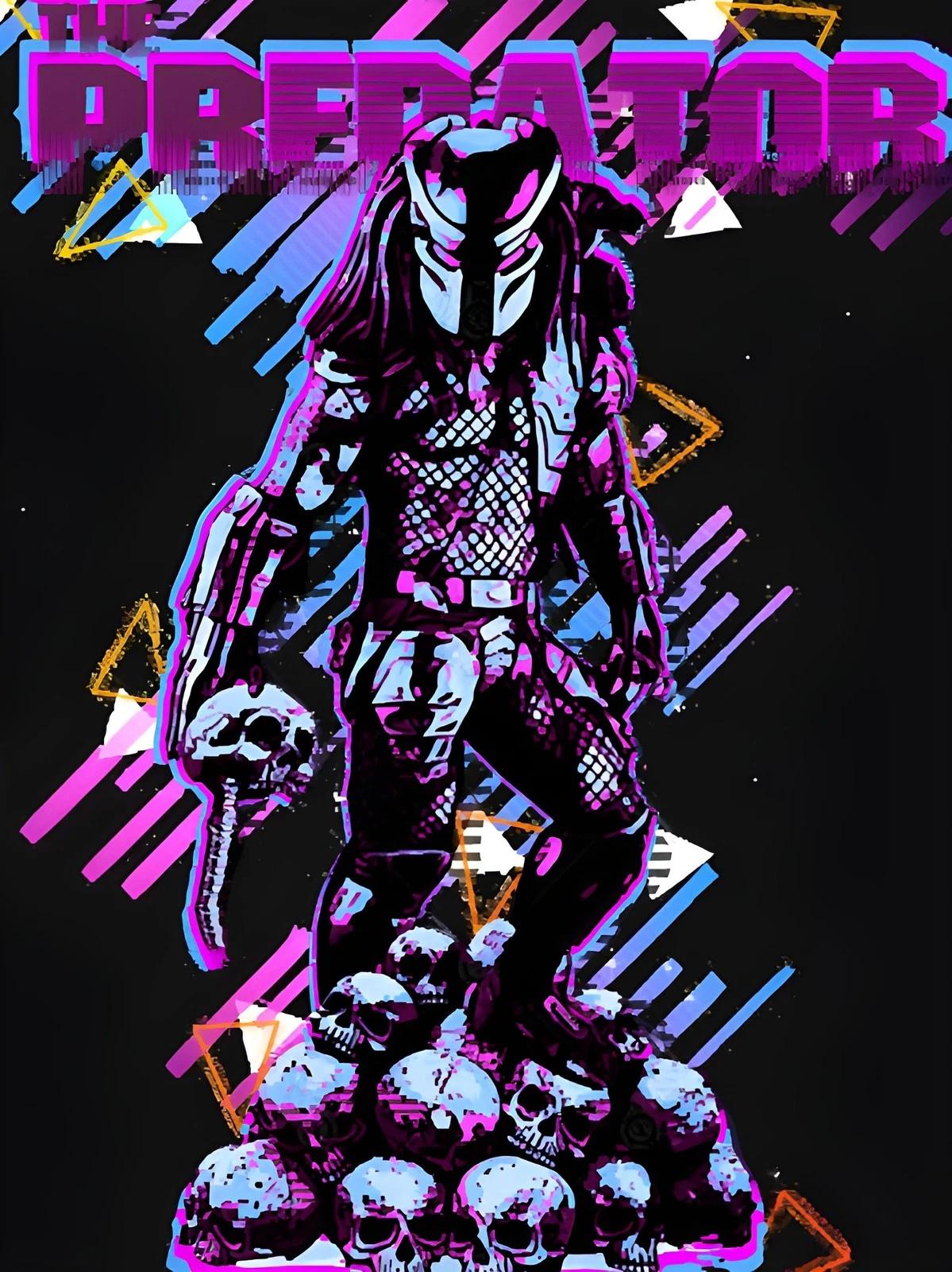 Predator Horror Action Movie T-Shirt | Neon Graphic Design S