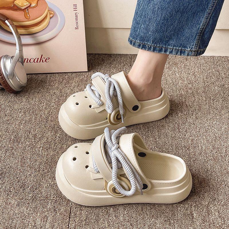 Spring and summer big head couple thick-soled heightening hole shoes men and women punk headphone shoes wear soft-soled cool slippers sandals
