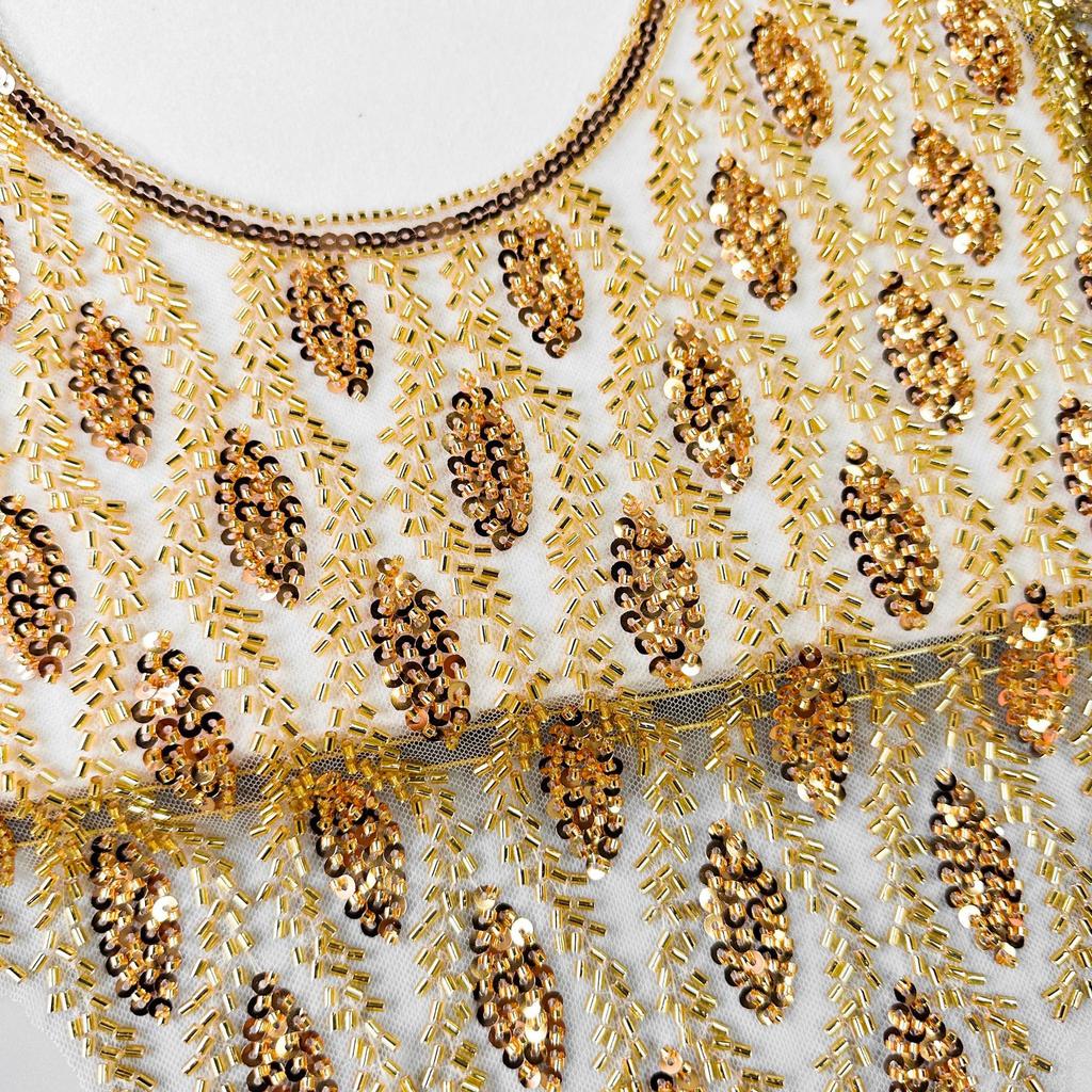 Heavy Industry Mesh Bead Sequin Patch Decorative Clothing Dress Dress Accessories Front Collar Cloth Sticker Accessories