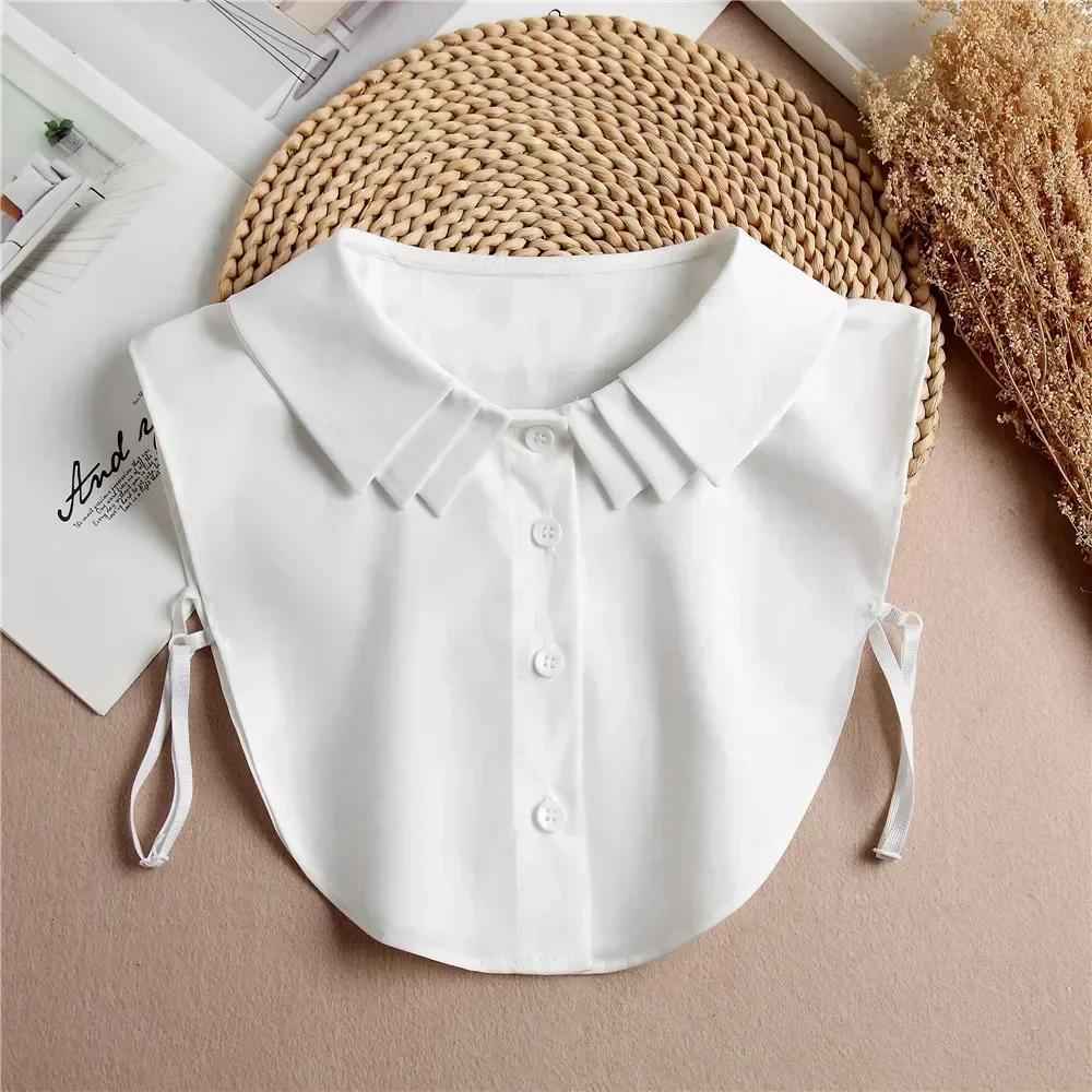 Fashion  Front Tie White Fake Collar for Women Stand Detachable Collar Fake Girls Vintage Lace Ladies False Blouse Collar