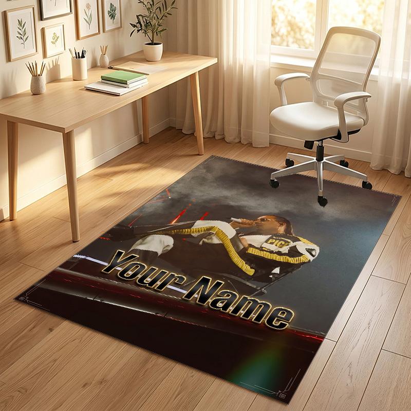 Personalized Crystal Velvet Carpet,Apache 207 Custom Printed Name, Plush Area Rug For Home Indoor Decor