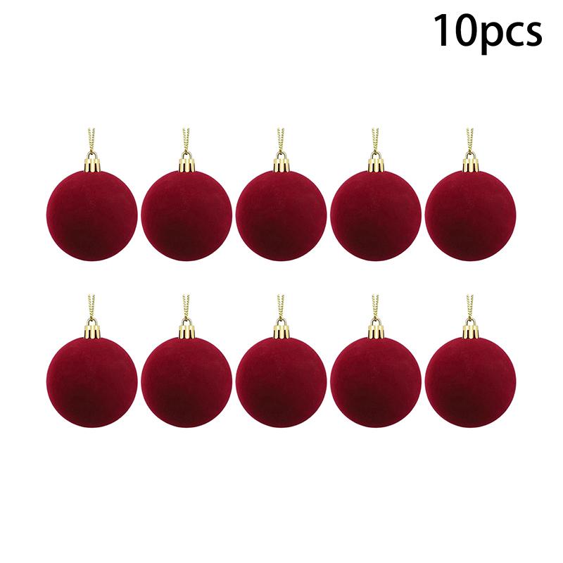5/10Pcs Velvet Christmas Ball Ornaments Red White Xmas Tree Hanging Pendants Diy Home Party Christmas Decoration Year Gifts
