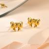 1 Pair of Stainless Steel Bow Earrings Gold Color Charm Feminine Accessories New Fashion Piercing For Women Butterfly Earplugs