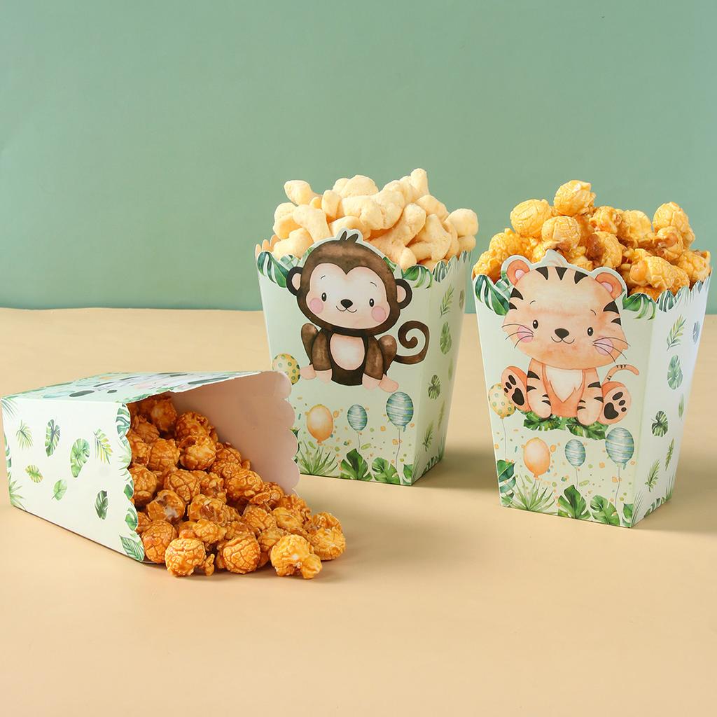 Jungle Safari Party Popcorn Boxes Candy Box Jungle Animal Party Decor Baby Shower Kids Boys Birthday Party Decorations