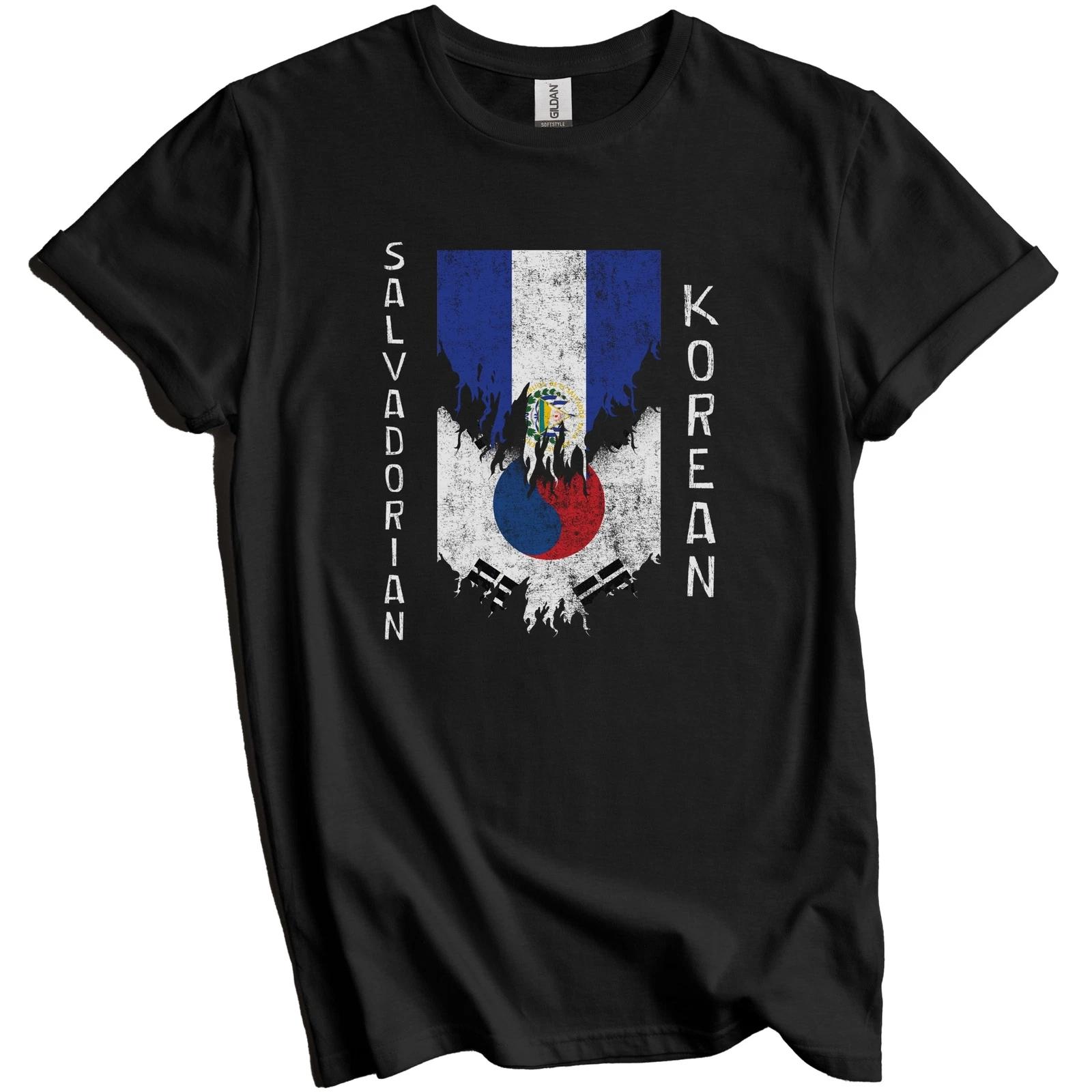 

Salvadorian Korean Flags Ripped Torn El Salvador South Korea T-Shirt 4XL