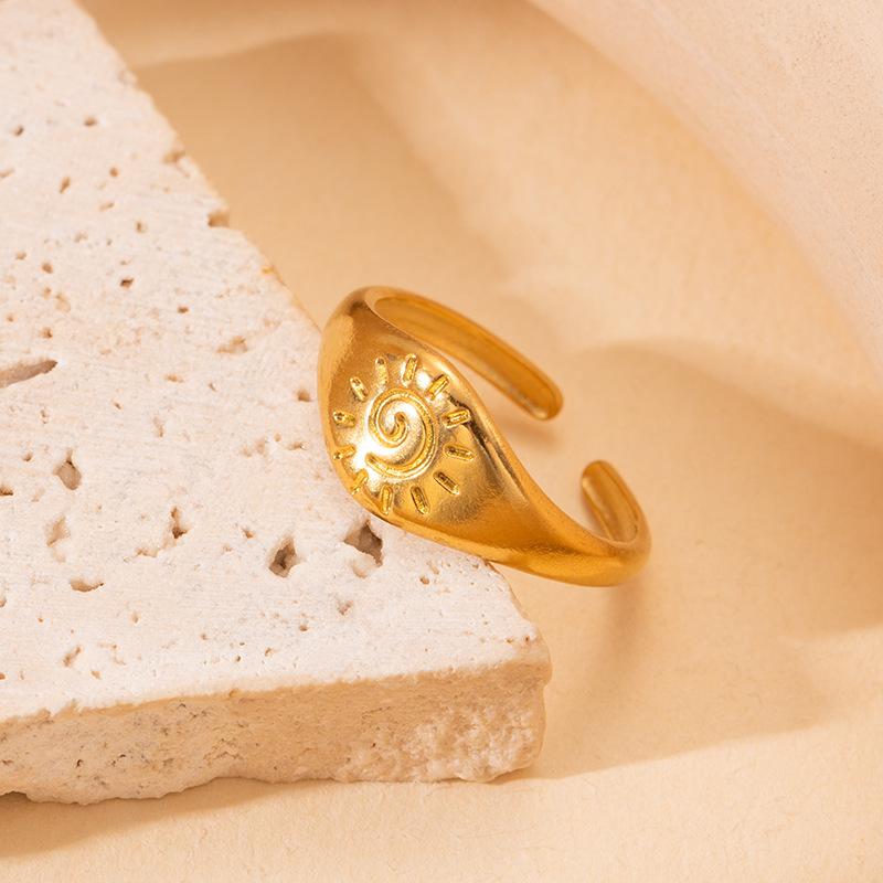 Modischer Nischen-Titanstahl-High-End-Metallring für Damen, nicht verblassend, mit übertriebenem Design und verstellbarer Öffnung für Accessoires