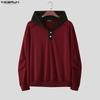 INCERUN S-5XL Men Casual Long Sleeve Stitching Hooded Pullovers Sweatshirts Hoodies