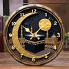 Black & Golden Kaaba Wooden Round Silent Hanging Wall Clock, Suitable For Living Room,Office,Study Room,Bedroom, Home Decoration