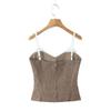 Retro Spicy Girl Off-Shoulder Fishbone Camisole: Women's Strapless Waist-Cinching Spliced Two-Piece Vest