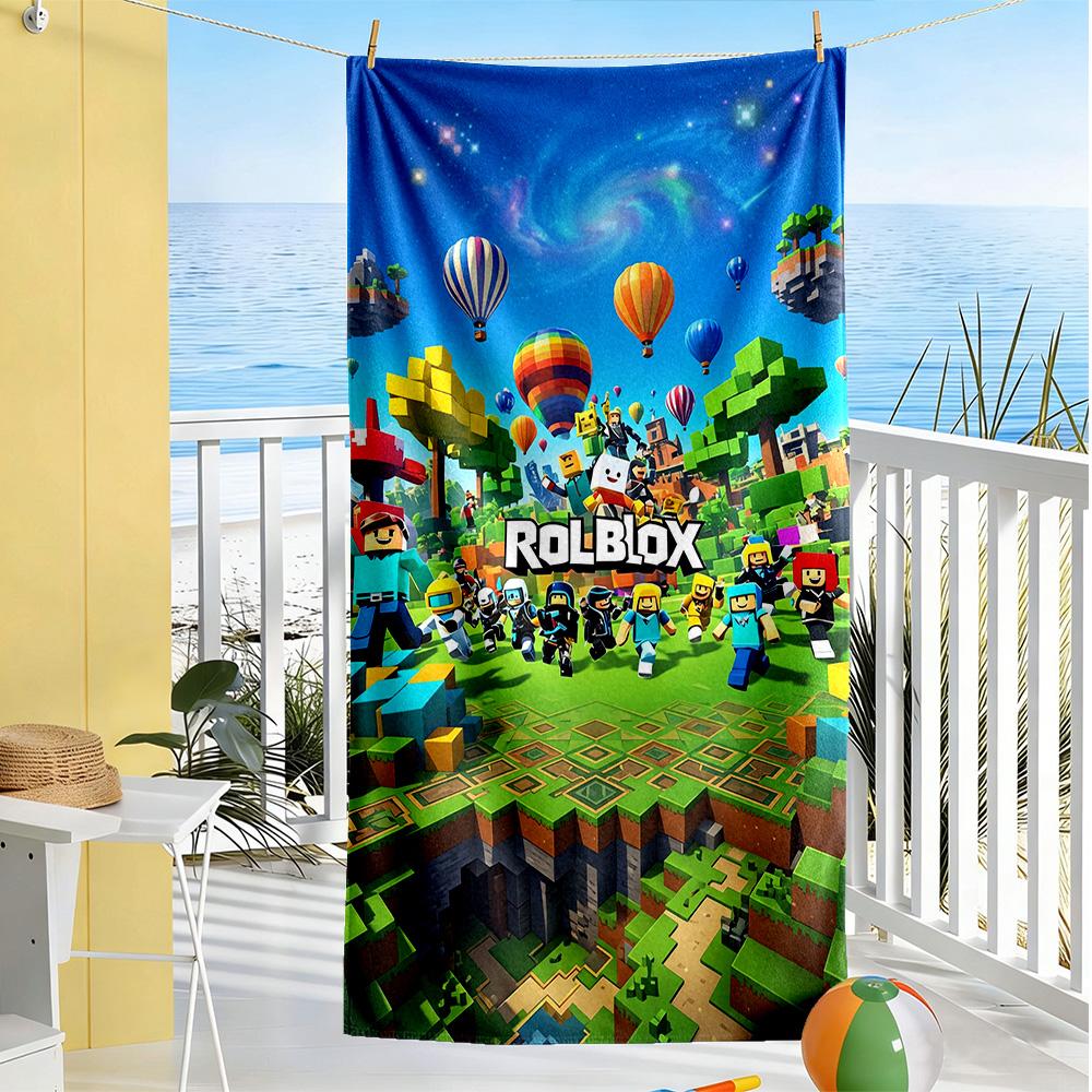 Roblox Strandtuch Hohe Saugfähigkeit & Schnelltrocknend Bequem Leicht Tragbar für Schwimmen, Strand, Camping, Reisen, Strandzubehör, Fitnessstudio