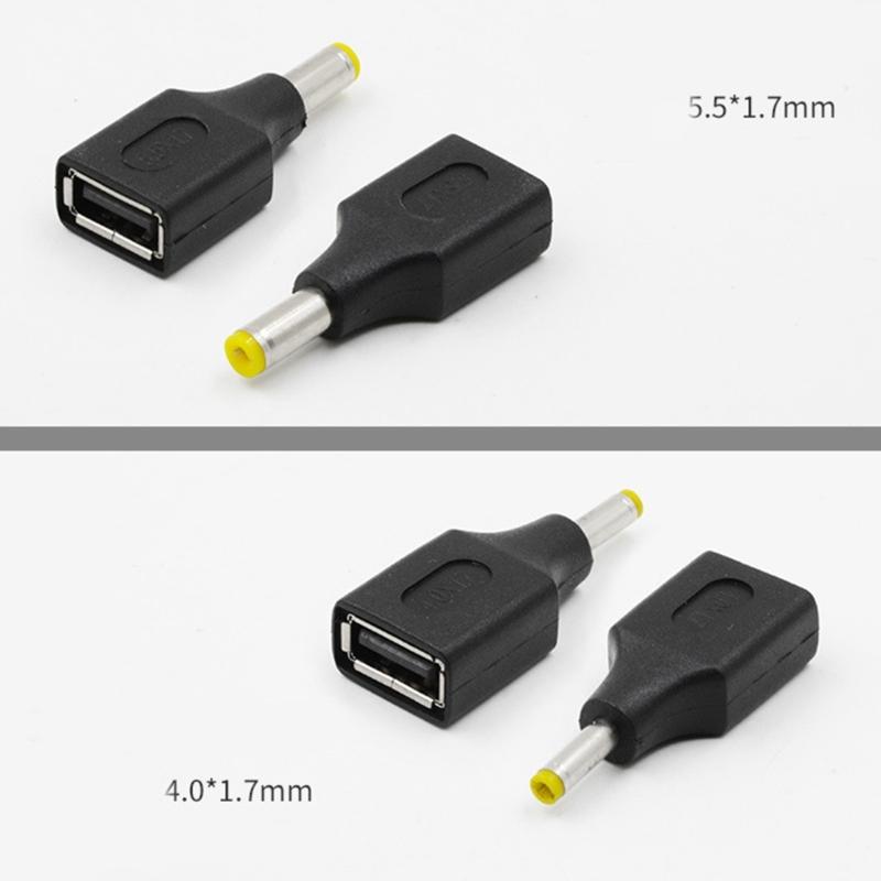 1pcs USB Power Plug Converter To 5.5*2.5 5.5x2.1 4.8x1.7 4.0*1.7 5.5*1.7 2.5*0.7 3.0*1.1 3.5x1.35 mm DC Jack Adapter Connector