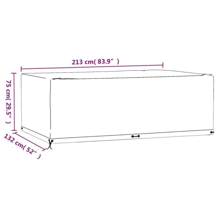 VidaXL Housses de salon de jardin 2 pcs 12 œillets rectangulaire 3155351