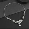 GemChic Women's New Exquisite Crystal Rhinestone Drops Leaf Sparkling Collarbone Necklace Earrings Two Piece Set Birthday Christmas Jewelry Gift