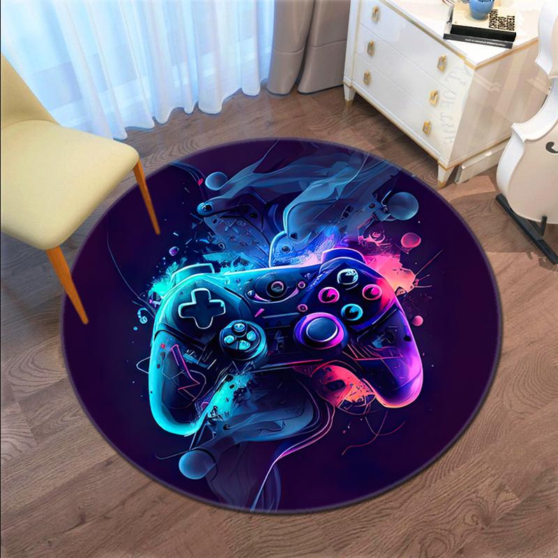 1Pc Game Theme Printed Circular Carpet, Home Door Mat, Outdoor Travel Protection Carpet A7