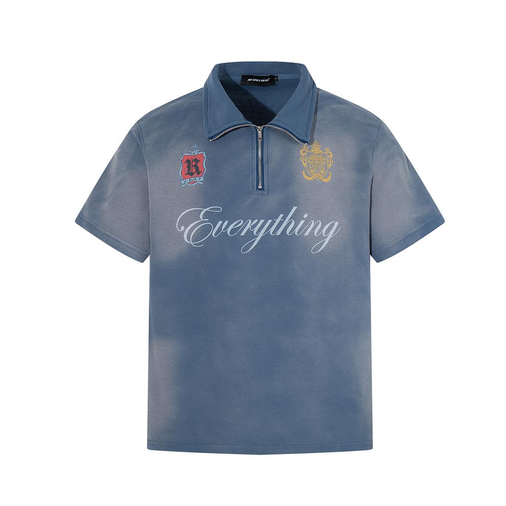 Summer T-shirt American jersey Washed personalized lapel POLO shirt Short sleeves Sports short sleeves
