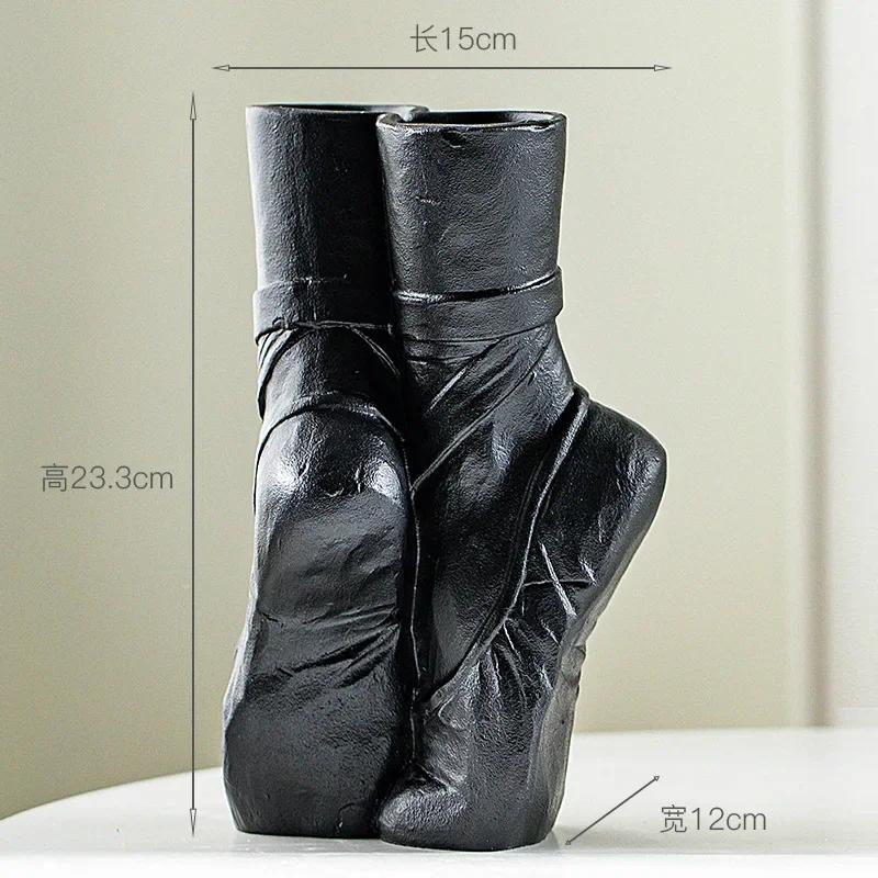 

White Ballet Shoes Vase Black Ceramic Dried Flower Vases Desktop Decoration Flower Arrangement Art Home Decor Accessories Gift