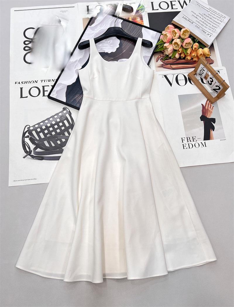 Early Spring U-neck Slim-fit Waistband Vest Dress - Simple Classic Casual Style L белый