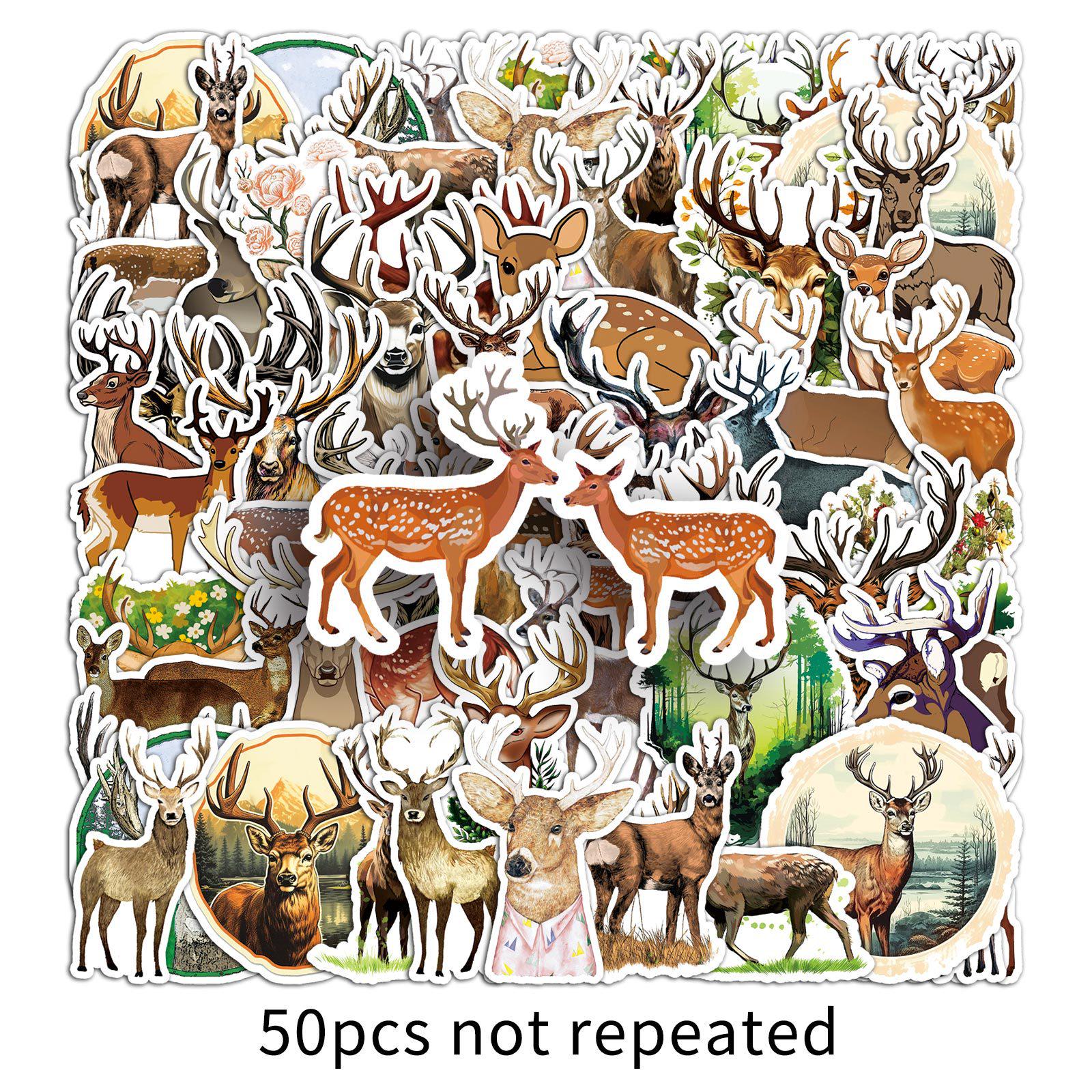 50 Cute Deer Cartoon Animal Stickers - Waterproof Epoxy Resin for Notebooks and Journals