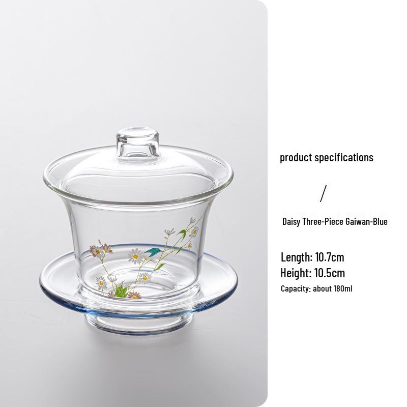 

Минималистичный боросиликатный набор гайвань: Термостойкий стеклянный чайный набор-трио для безопасного обращения, идеально подходит для зеленого чая и чая кунг-фу