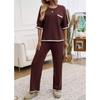 Women's Autumn and Winter Temperament Communicator Collision Short Sleeve Long Pants Sweater Set