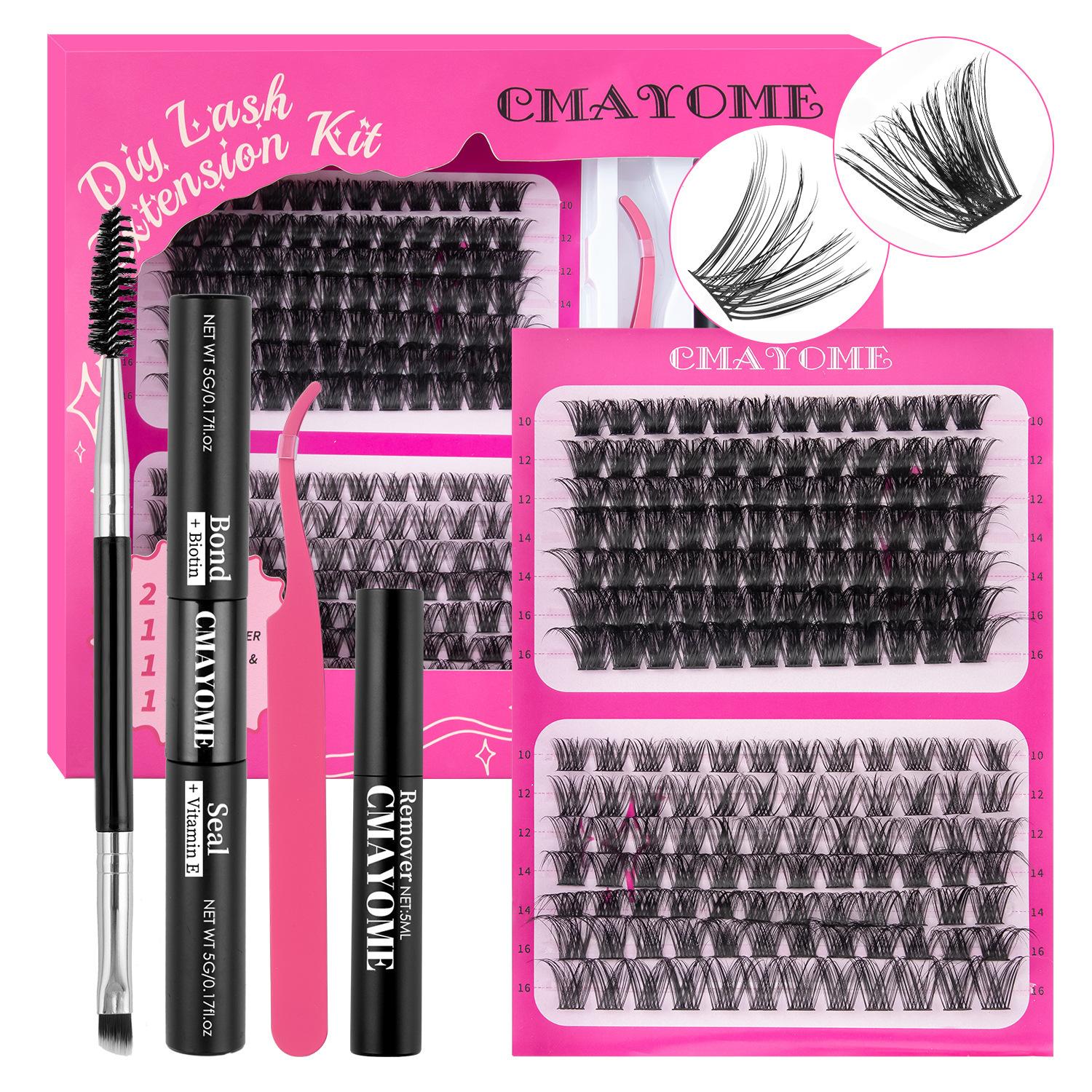 

168 Одинарных Пучков D-изгиб Накладные Ресницы Клей Набор Сделай Сам Сегментированные Натуральные Густые Ресницы