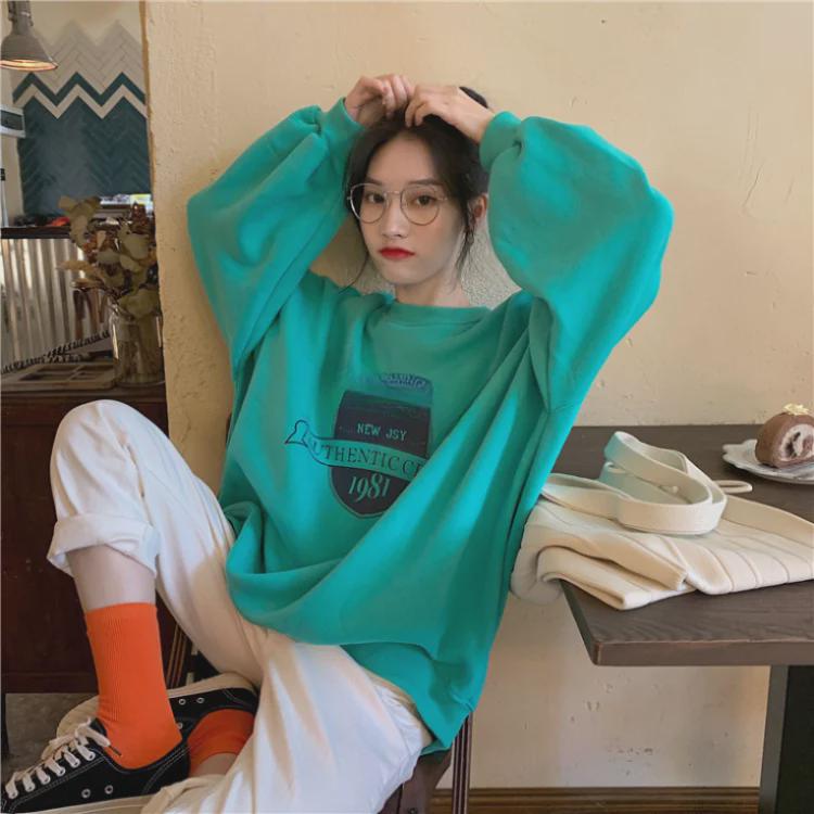 Plüschiger, verdickter, lockerer Rundhals-Langarmpullover - Damen Herbst/Winter Koreanischer Stil Studentenoberteil.