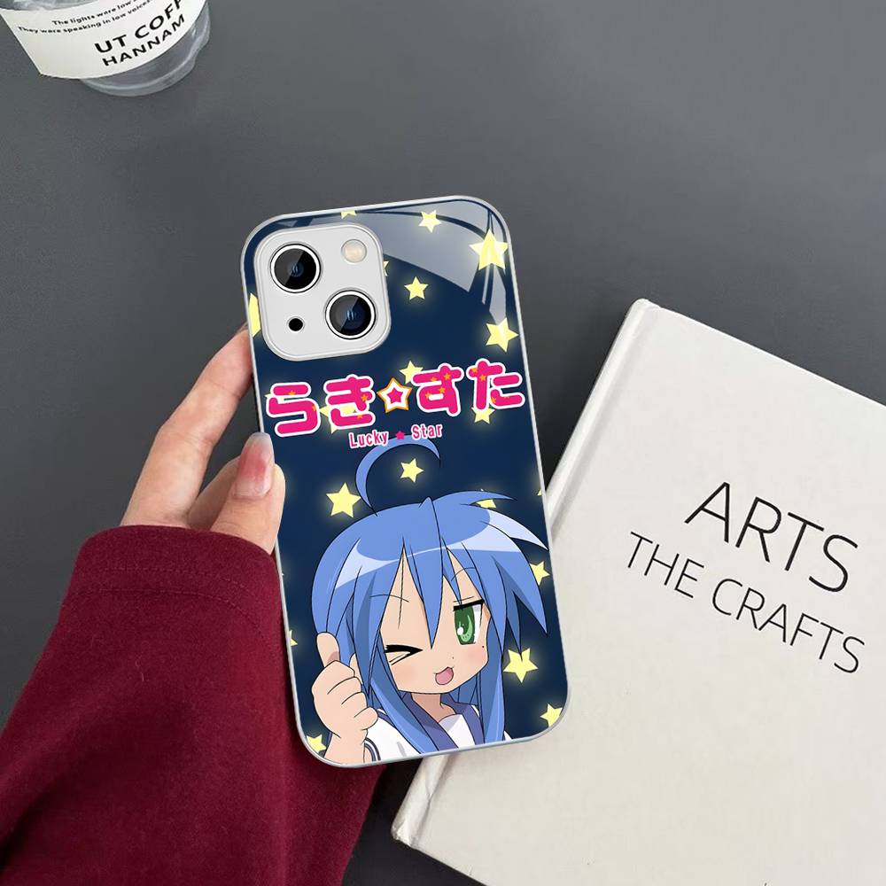 K-Konata Izumi Lucky S-Star Tempered Glass For Iphone 14 13 12 11 Pro Mini XS MAX 14Plus X XS XR Cover