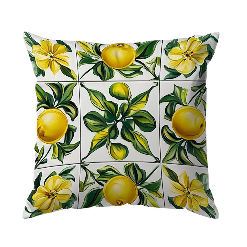 Zomer Citroenpatroon Decoratieve Kussens Kussensloop Polyester Kussenhoes Sierkussen Bank Decoratie Kussenhoes Huisdecoratie 45x45cm