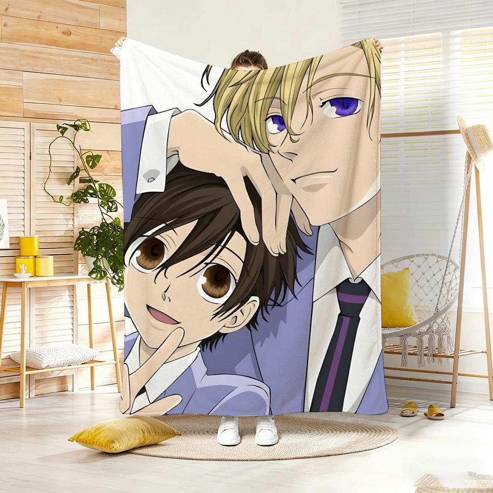 Animation O-Ouran High School Host Club Throw Lightweight 240g Flannel Blanket Soft Skin-friendly for Summer Cooling 75cmx90cm