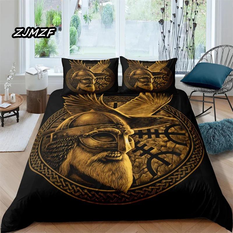 Viking Northern Germanic Culture Wolf Celtic Bedding Set Boys Girls Twin Queen Size Duvet Cover Pillowcase Bed Kids Adult