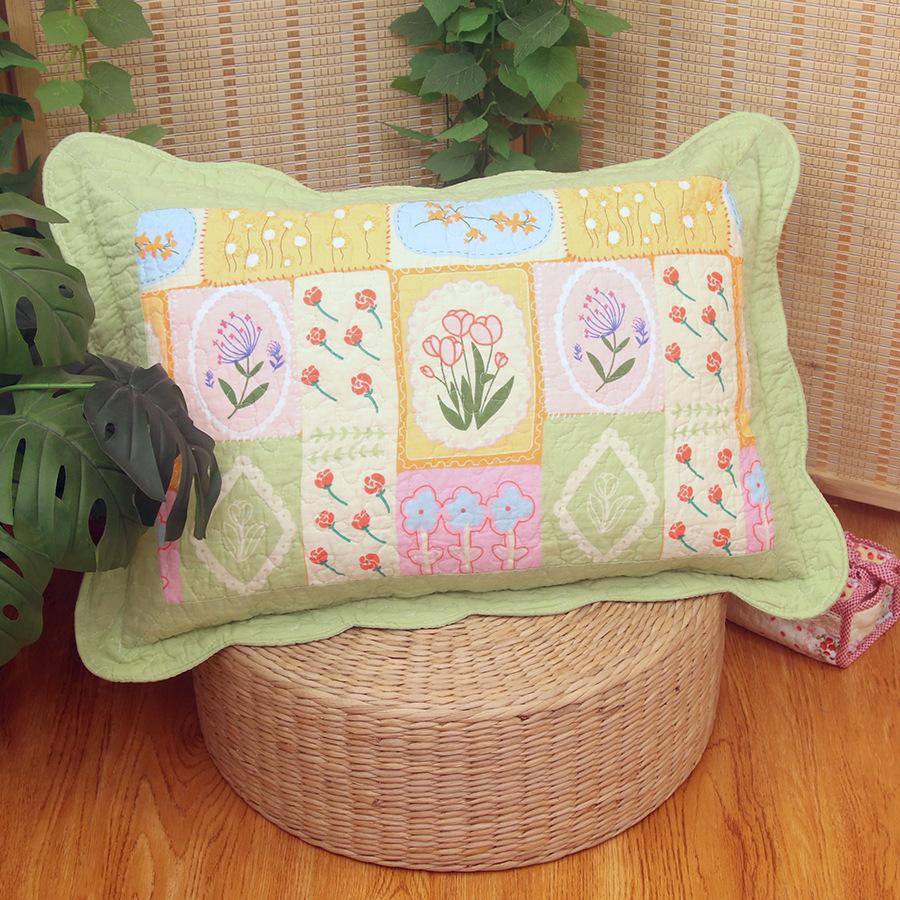 Soft and Comfortable Pillowcase Skin Friendly Breathable Fashionable Rustic Style Quilted Fabric Pillowcase Bedroom Decoration