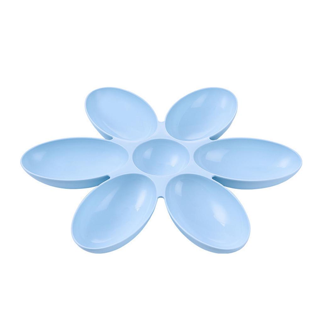 6 Grids Plastic Cat Food Bowl Flower Petal Shaped Multi Pet Food Bowls Non-Slip Reusable Cat Dishes for Indoor Kitten Puppy