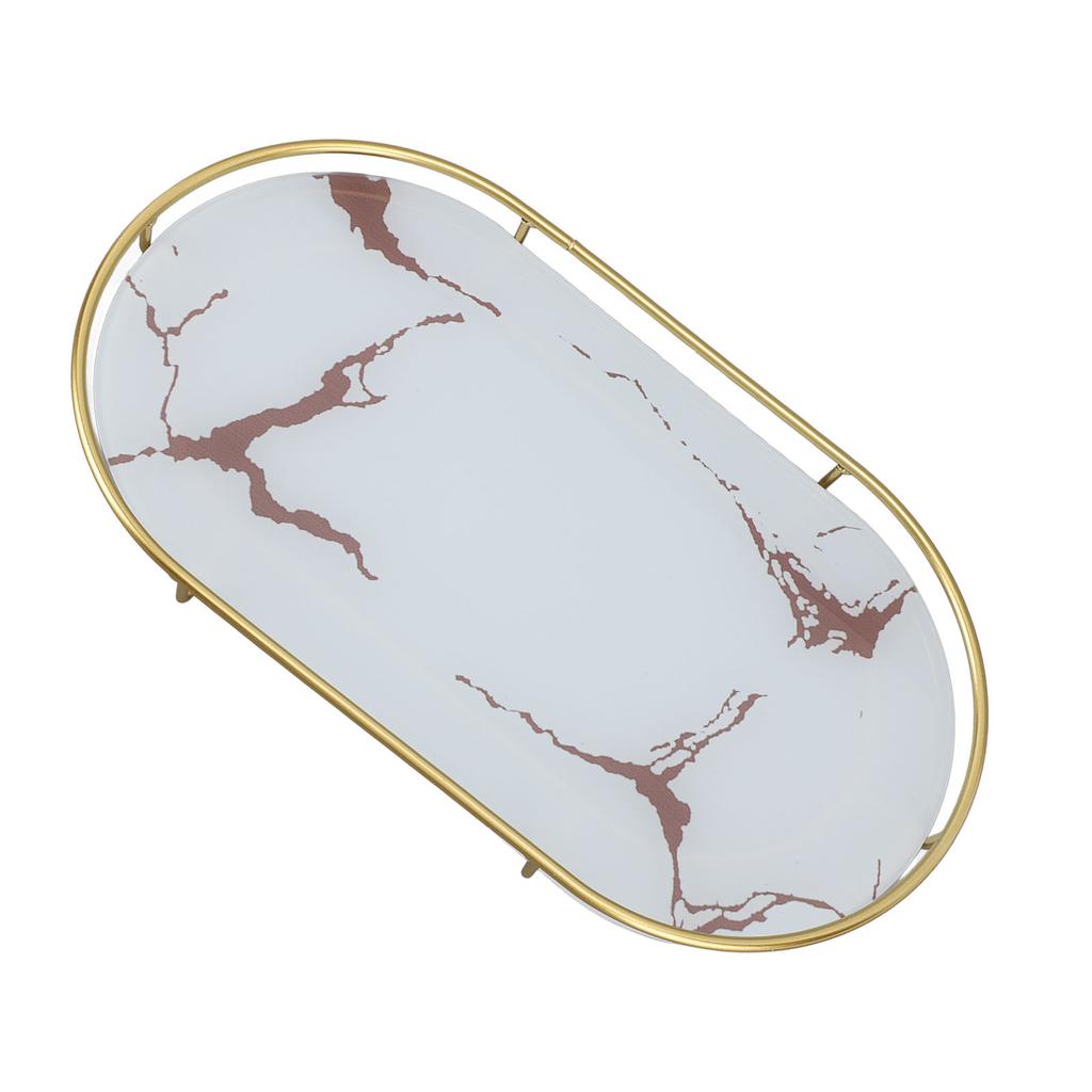 Koupelnový úložný podnos Lehký luxusní dekorativní zlatá textura Oválný koupelnový organizér Podnos na mýdlo ručníky papírové ubrousky šperky make-up