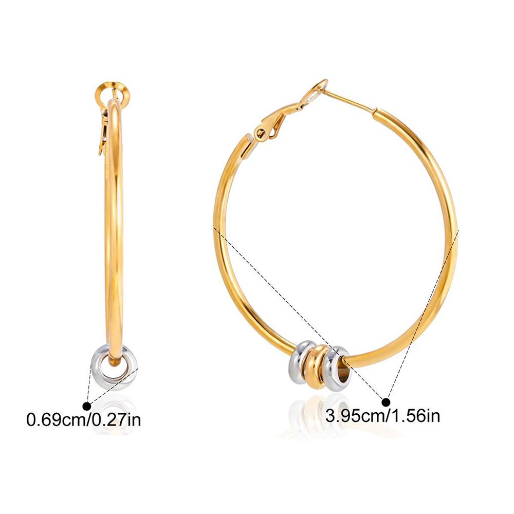 

Stainless Steel Two Tone Hoop Earrings with Zircon Pendant Large Circle Dangle Earrings Fashion Zircon for Women Party Gift