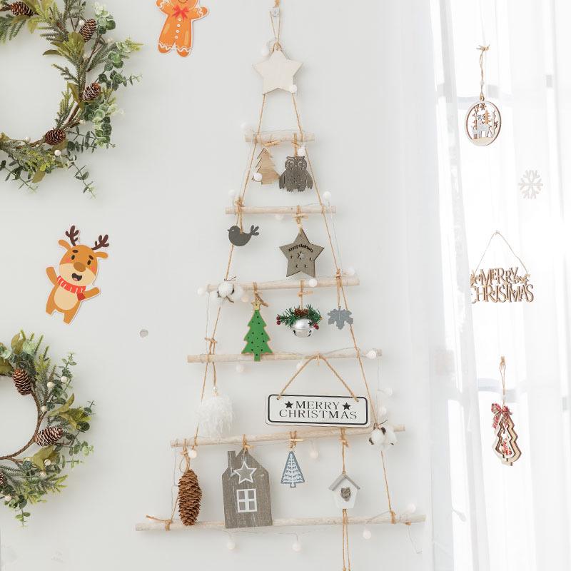 Wooden Triangle Christmas Tree Ornaments - Mall Window Display Decoration Props