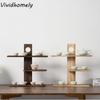 3-4 Layers Chinese Style Storage Holders Solid Wood Tea Set Wooden Tea Set Rack Multi-Layer Retro Design Multi-Treasure Pavilion