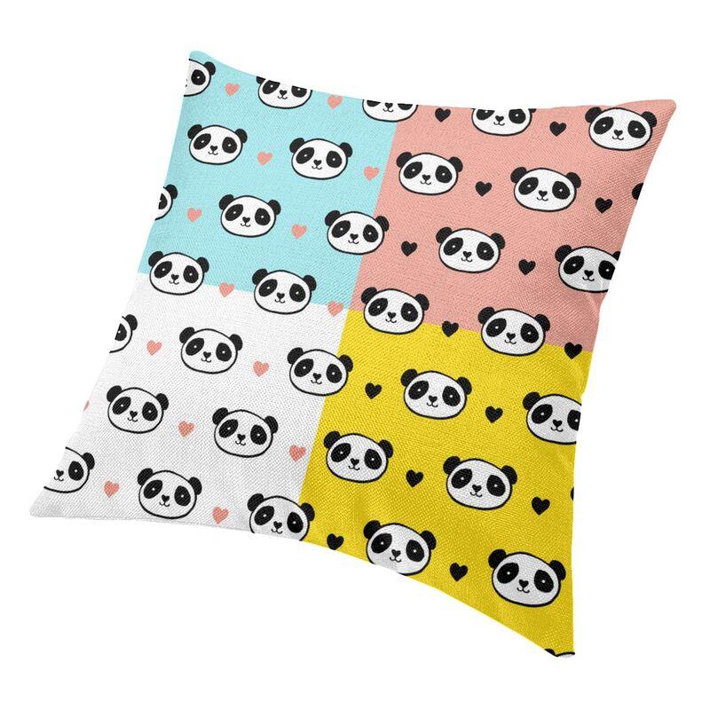 Kawaii Panda Bear Patterns Cushion Cover Sofa Home Decor Animal Cartoon Square Throw Pillow Case 45X45