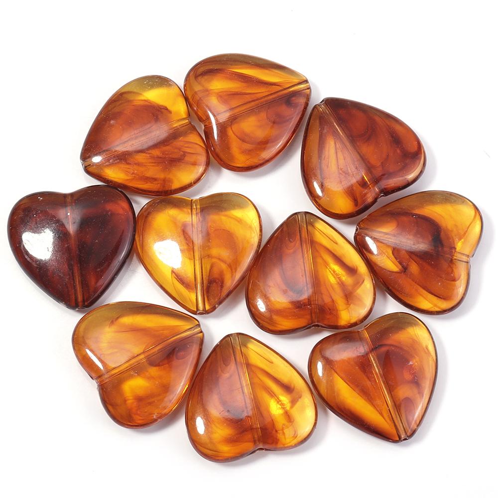 10-100pcs/lot Amber Color Acrylic Beads Oval Heart Pumpkin Shape Loose Spaced Beads For DIY Charms Bracelet Necklace Accessories