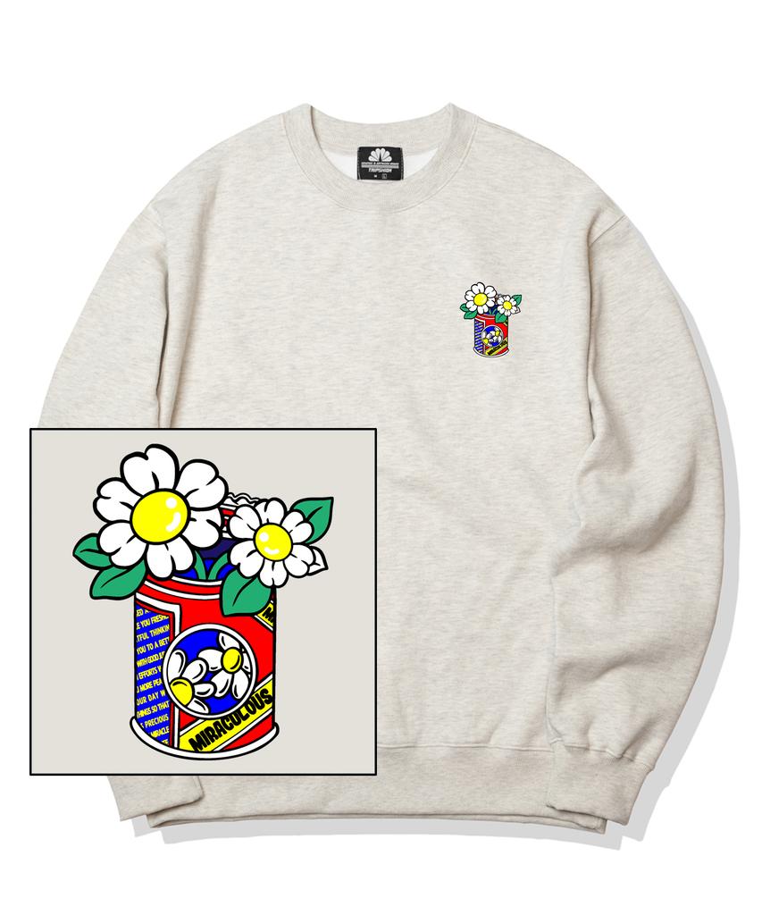 TRIPSHION Daisy Can Vase Logo Crew Neck - Ivory