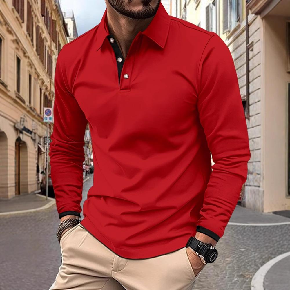 Spring and Autumn Men's Long Sleeved Casual Sports Polo Shirt